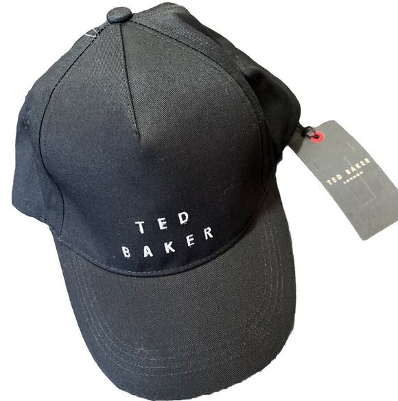 Ted Baker London Baseball Cap Black Cotton Hat Adult S/M Leather Strap NEW main image 3